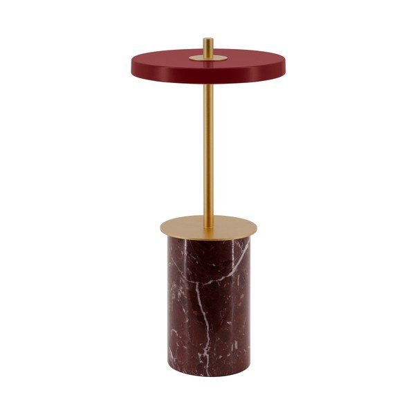 Iš marmuro stalinis šviestuvas raudonos spalvos LED su pritemdymo funkcija (aukštis 25,5 cm) su metaliniu gaubtu Asteria Move Mini – UMAGE