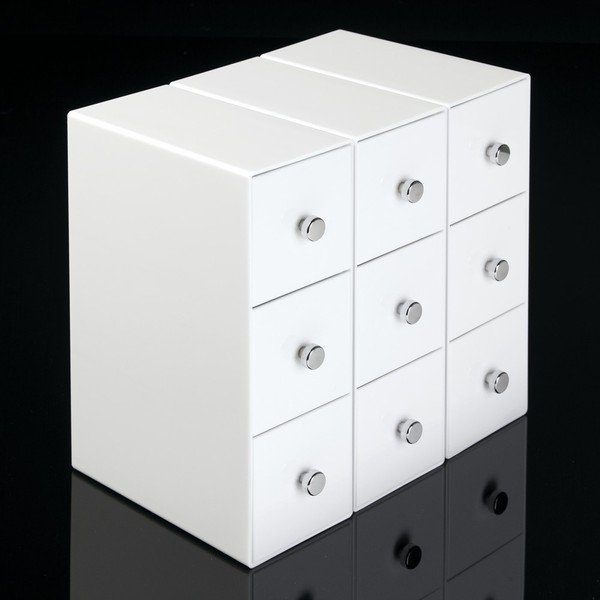 Balta laikymo dėžė su 3 stalčiais "InterDesign Drawers Tower", aukštis 18 cm-image-2
