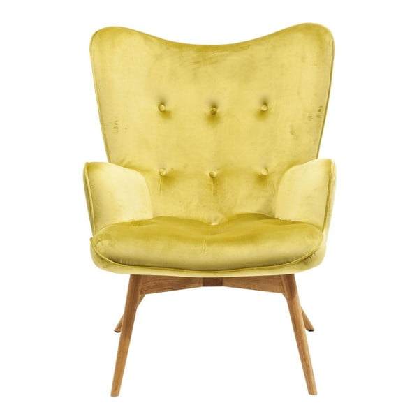 Žalios ir geltonos spalvos fotelis "Kare Design Vicky
