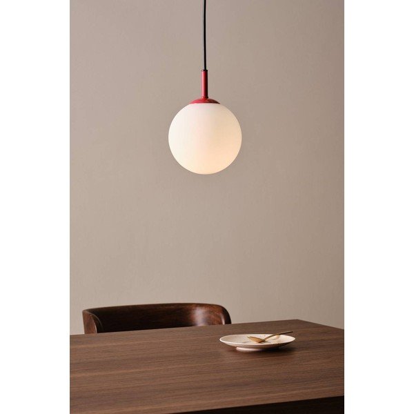 Raudonos spalvos/baltos spalvos iš stiklo kabantis šviestuvas ø 13 cm Ekman – Jotex-image-1