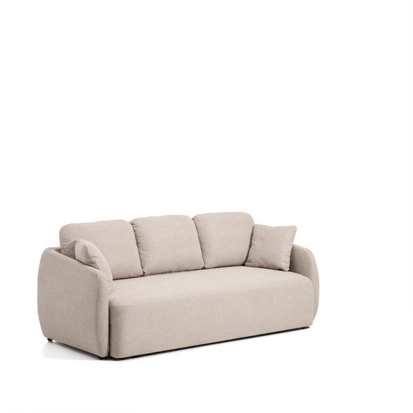 Smėlio spalvos sulankstoma sofa iš šenilinio audinio 218 cm Laira – Kave Home-image-2