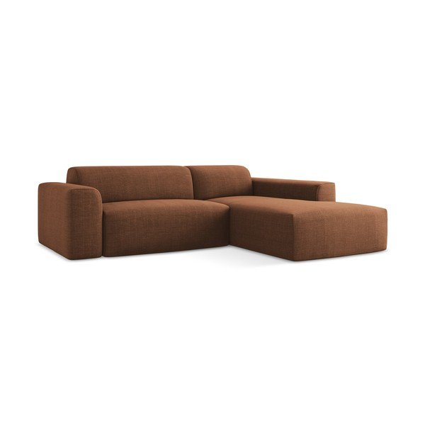 Terakotos spalvos kampinė sofa (su dešiniuoju kampu/su gultu) Keli – Makamii-image-2