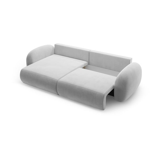 Šviesiai pilkos spalvos iš velveto sulankstoma/su sandėliavimo vieta kampinė sofa Tonale – Cosmopolitan Design-image-3