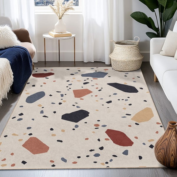 Skalbiamas kreminės spalvos kilimas 80x150 cm Cracked Terrazzo – Mila Home-image-4