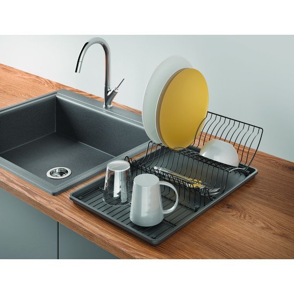 Antracitově šedý odkapávač z nerezové oceli Metaltex Lava-image-1