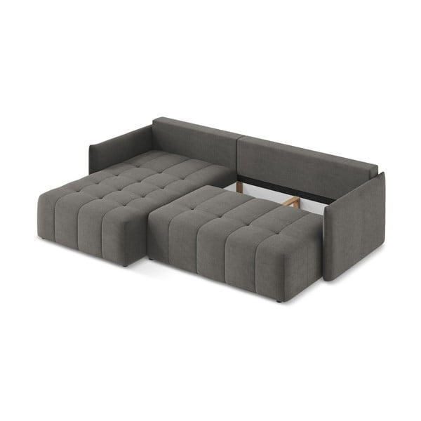 Tamsiai pilkos spalvos sulankstoma/su sandėliavimo vieta kampinė sofa (su kairiuoju kampu/su gultu) Moku – Makamii-image-4