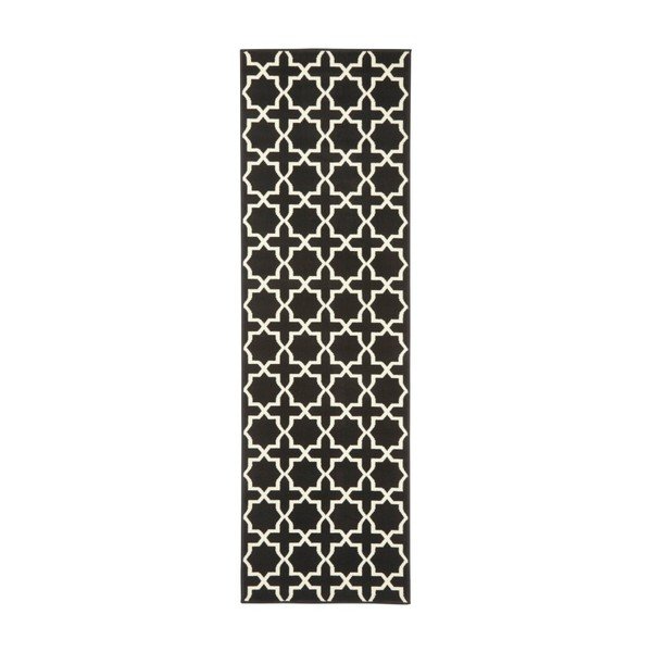 Juodas kilimas su baltomis detalėmis Hanse Home Basic Glam, 80 x 200 cm