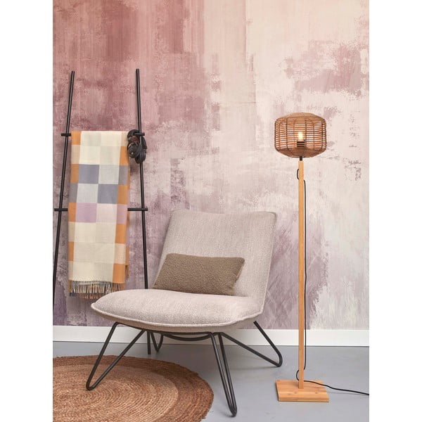 Pastatomas šviestuvas natūralios spalvos (aukštis 130 cm) su rotango gaubtu Tanami – Good&Mojo-image-1