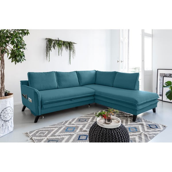 Turkio spalvos kampinė sofa-lova Miuform Charming Charlie L, dešinysis kampas-image-3
