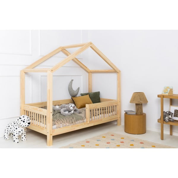 Naminė/ištraukiama iš pušies masyvo vaikiška lova natūralios spalvos su sandėliavimo vieta 90x180 cm Mila RMW – Adeko-image-2