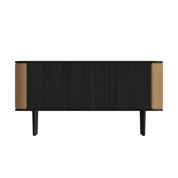 Žema šoninė spintelė juodos spalvos/rudos spalvos iš ąžuolo 150x75 cm Treasures – UMAGE-image-3