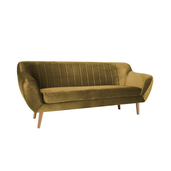 Garstyčių geltonos spalvos trijų vietų sofa Mazzini Sofas Benito-image-2