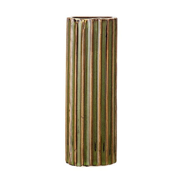 Žalia akmens masės vaza "Bloomingville Stripes", aukštis 15 cm
