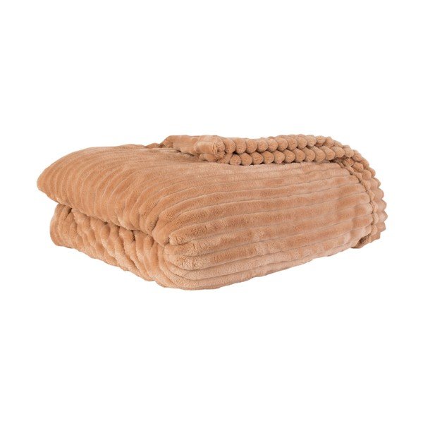Smėlio spalvos aksominis pledas PT LIVING Ribbed, 150 x 200 cm-image-3
