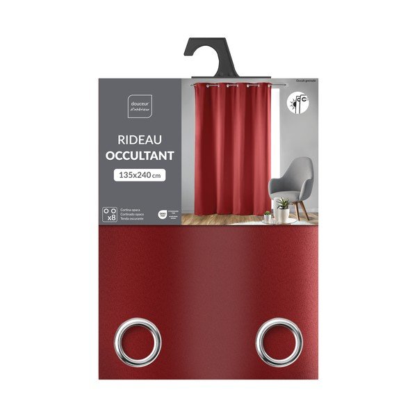 Raudonos spalvos visiškai užtemdo užuolaida 135x240 cm Occult – douceur d'intérieur-image-3