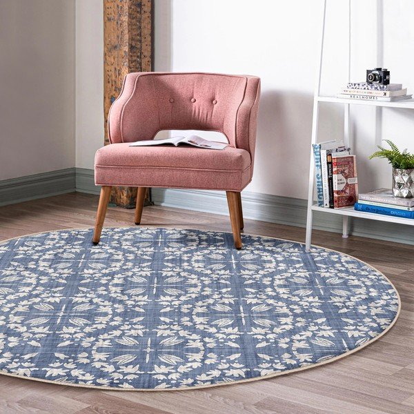 Skalbiamas/robotiniams dulkių siurbliams apvalios formos kilimas mėlynos spalvos ø 100 cm Comfort – Mila Home-image-3