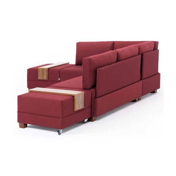 Bordo spalvos sofa-lova kairysis kampas 2 laikymo skydai "Balcab Home Diana-image-1
