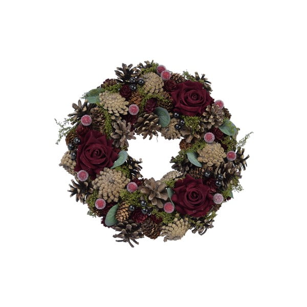Kalėdinis natūralus vainikas su rožėmis Ego Dekor Pine, ø 27 cm