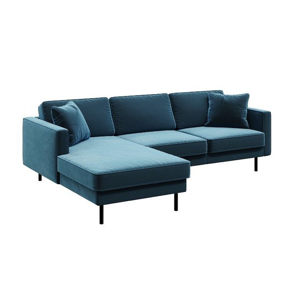 Kampinė sofa mėlynos spalvos iš velveto (su kairiuoju kampu) Kobo – MESONICA-image-2