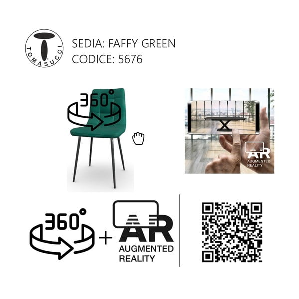 Iš aksomo valgomojo kėdės žalios spalvos 2 vnt. Faffy – Tomasucci-image-4