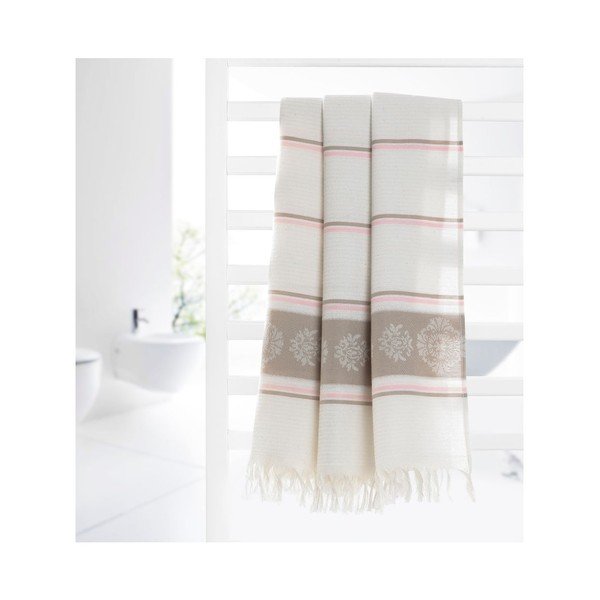 Šviesiai rudai smėlio spalvos hamamo rankšluostis Deco Bianca Loincloth Beige Stripe, 80 x 170 cm-image-2