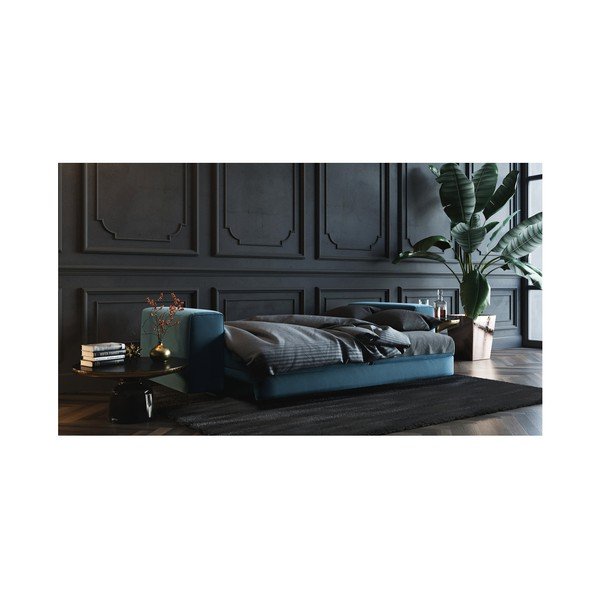 Tamsiai mėlyna aksominė sofa-lova Devichy Rothe, 256 cm-image-4