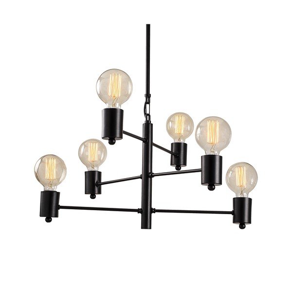 Juodas pakabinamas šviestuvas 6 lemputėms Opviq lights Hexa Long-image-4