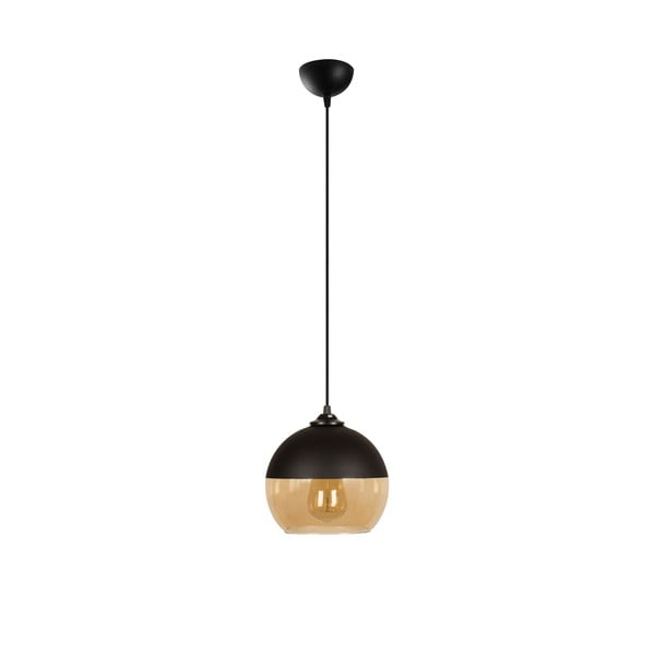 Kabantis šviestuvas ochros spalvos/juodos spalvos ø 20 cm su stiklo gaubtu Camini – Opviq lights