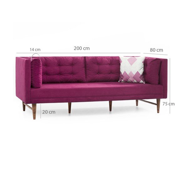 Rožinė trijų vietų sofa Balcab Home Eva-image-1
