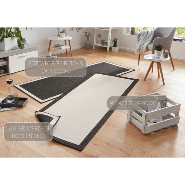 Juodos ir kreminės spalvos dvipusis lauko kilimas NORTHRUGS Panama, 80 x 350 cm-image-4