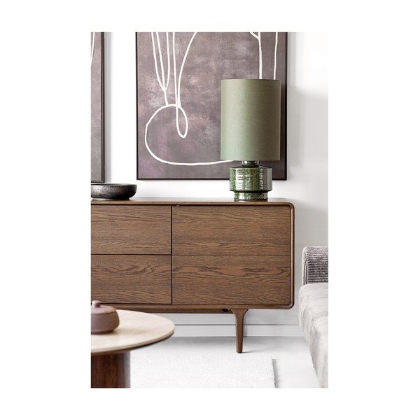Tamsiai rudos spalvos šoninė spintelė iš ąžuolo 180x75x45 cm Darwin – House Nordic-image-1