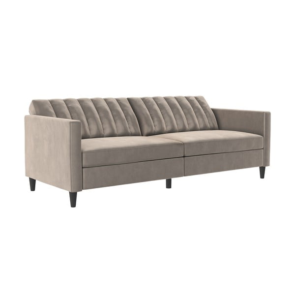 Iš velveto sofa šviesiai pilkos spalvos 207 cm Celine – Støraa-image-1