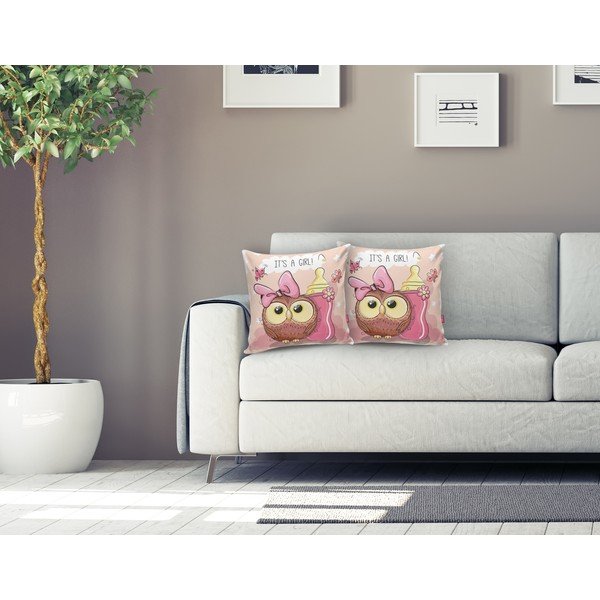 Vaikiškas pagalvės užvalkalas 43x43 cm Girl Owl – Mila Home-image-1