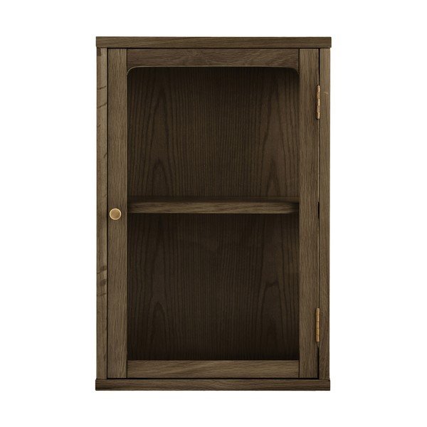Tamsiai rudos spalvos pakabinama vitrina iš ąžuolo 40x60x20 cm Zamora – House Nordic-image-2