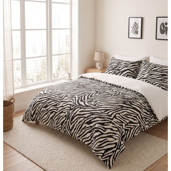 Juodos spalvos dvigulė patalynė 200x200 cm Zebra – Mijolnir-image-2