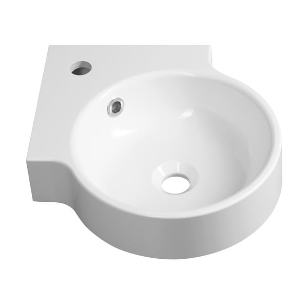Iš mineralinio kompozito apvalios formos praustuvas baltos spalvos 38x38 cm Kaori – Sapho