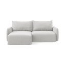 Šviesiai pilkos spalvos sulankstoma/su sandėliavimo vieta kampinė sofa iš velveto (su kairiuoju kampu/su gultu) Kalena – Makamii