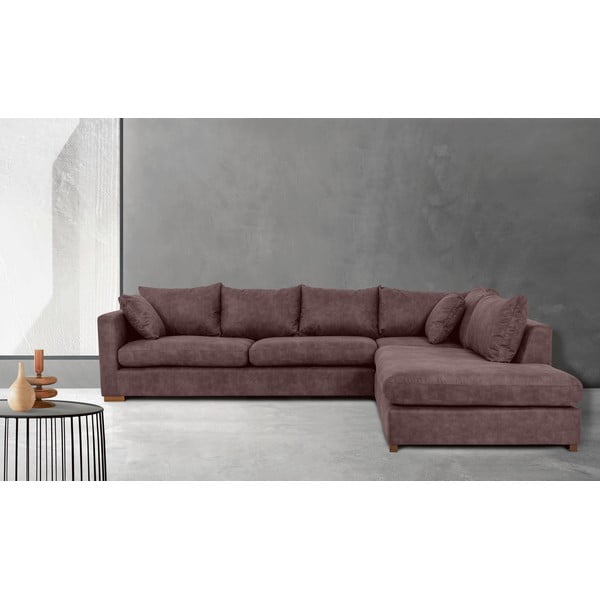 Iš dirbtinės odos kampinė sofa tamsiai rudos spalvos (su dešiniuoju kampu) Hamburg – Scandic-image-1