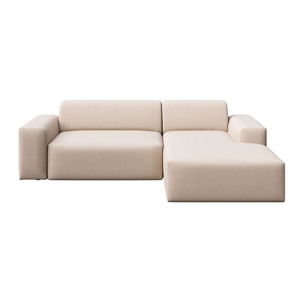 Smėlio spalvos iš velveto kampinė sofa (su dešiniuoju kampu/su gultu) Villet – Rodier