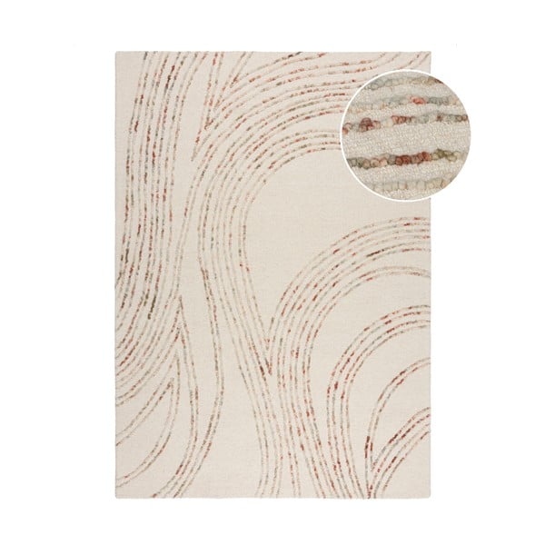 Iš vilnos kilimas oranžinės spalvos/kreminės spalvos 200x290 cm Abstract Swirl – Flair Rugs