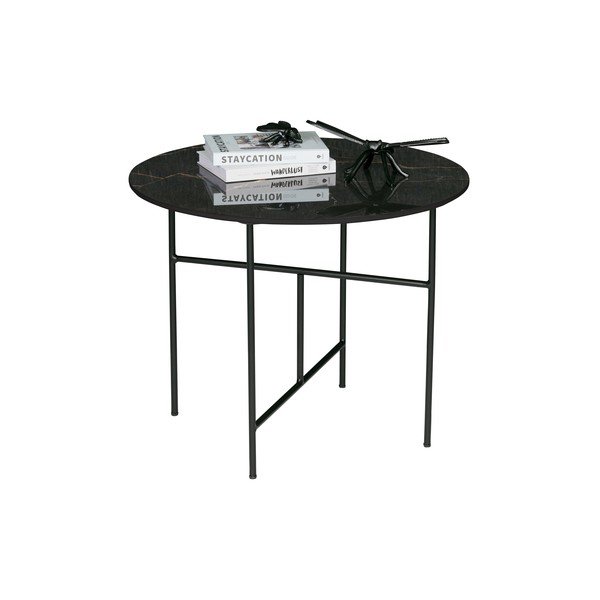 Juodas žurnalinis staliukas su porcelianiniu stalviršiu WOOOD Vida, ⌀ 60 cm-image-2