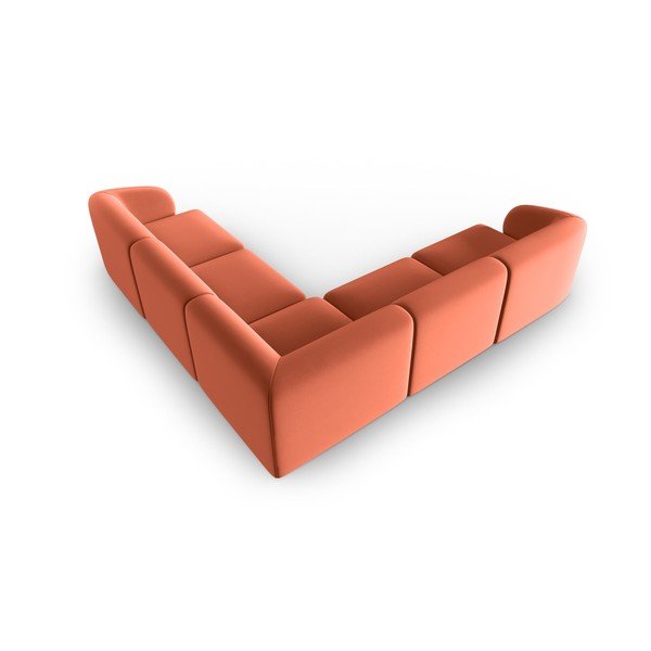 Rožinės spalvos iš velveto kampinė sofa Paolo – Milo Casa-image-3