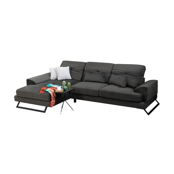 Kampinė sofa tamsiai pilkos spalvos (su kairiuoju kampu) Frido – Balcab Home-image-2
