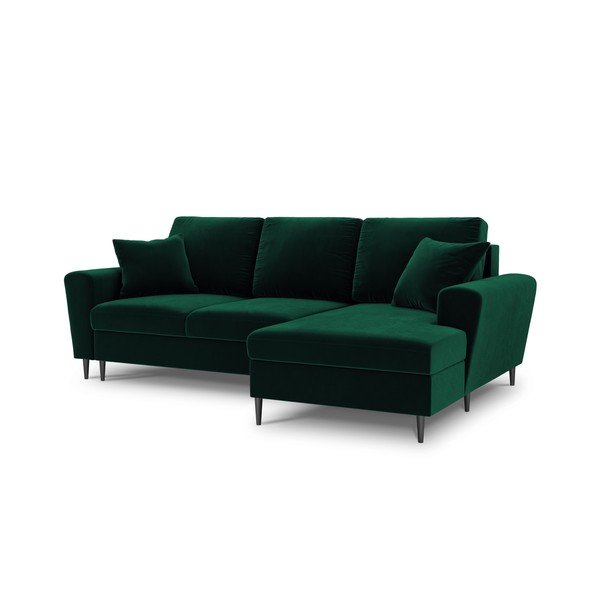 Žalios spalvos iš velveto sulankstoma/su sandėliavimo vieta kampinė sofa (su dešiniuoju kampu/su gultu) Kyoto – Cosmopolitan Design-image-1