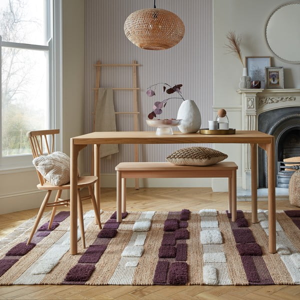 Rankų darbo iš džiuto mišinio kilimas violetinės spalvos/natūralios spalvos 160x230 cm Medina Blocks – Flair Rugs-image-1