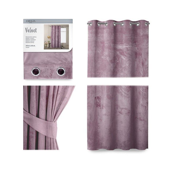 Rožinės aksominės užuolaidos "AmeliaHome Velvet", 140 x 245 cm-image-2