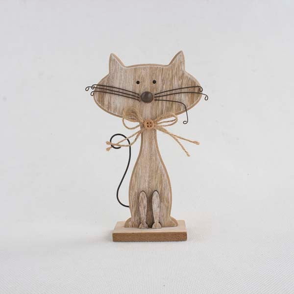 Medinė katės formos dekoracija Dakls Cats, aukštis 25 cm