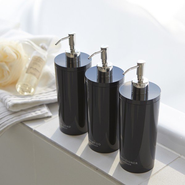 Juodos spalvos iš plastiko muilo dozatorius 500 ml Round – YAMAZAKI-image-4