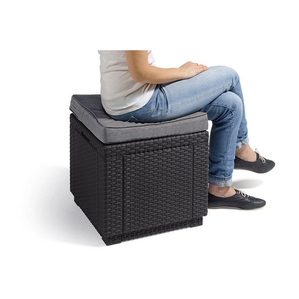 Sodo pufas tamsiai pilkos spalvos Cube – Keter-image-2
