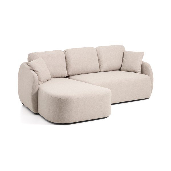 Smėlio spalvos sulankstoma kampinė sofa iš šenilinio audinio (su dešiniuoju kampu/su gultu) Laira – Kave Home-image-2